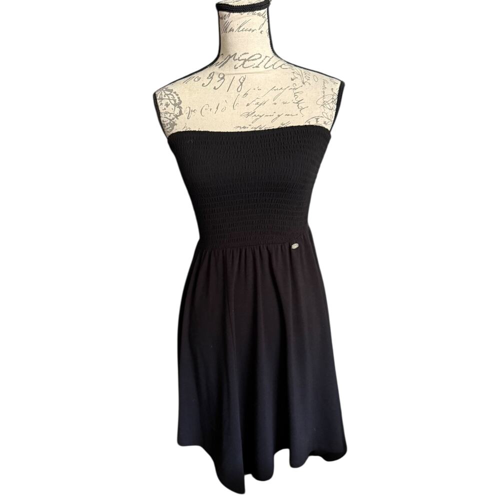 Guess Black Strapless Smocked Babydoll Dress Size Medium